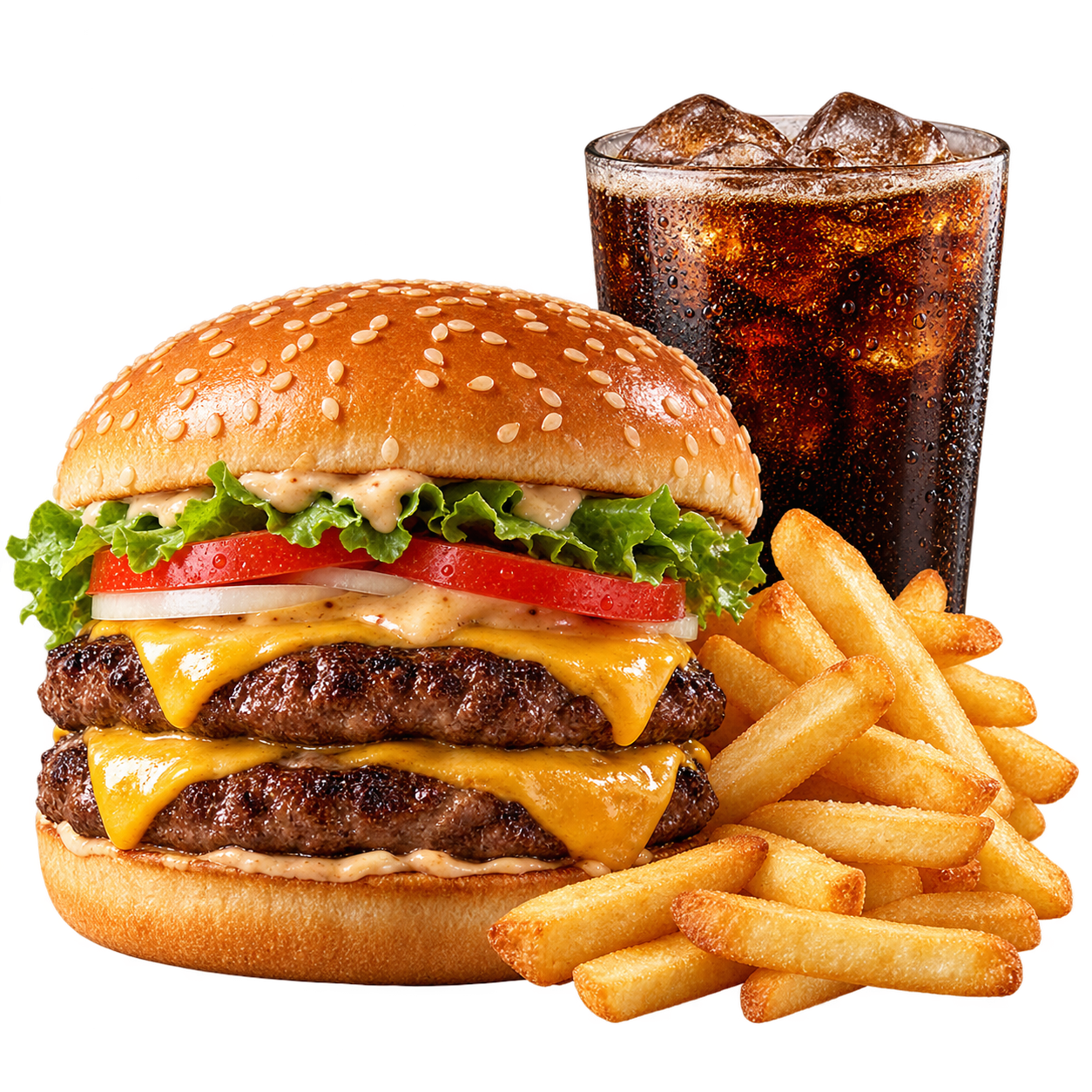 Double Burger + Cips + Cola 200ml