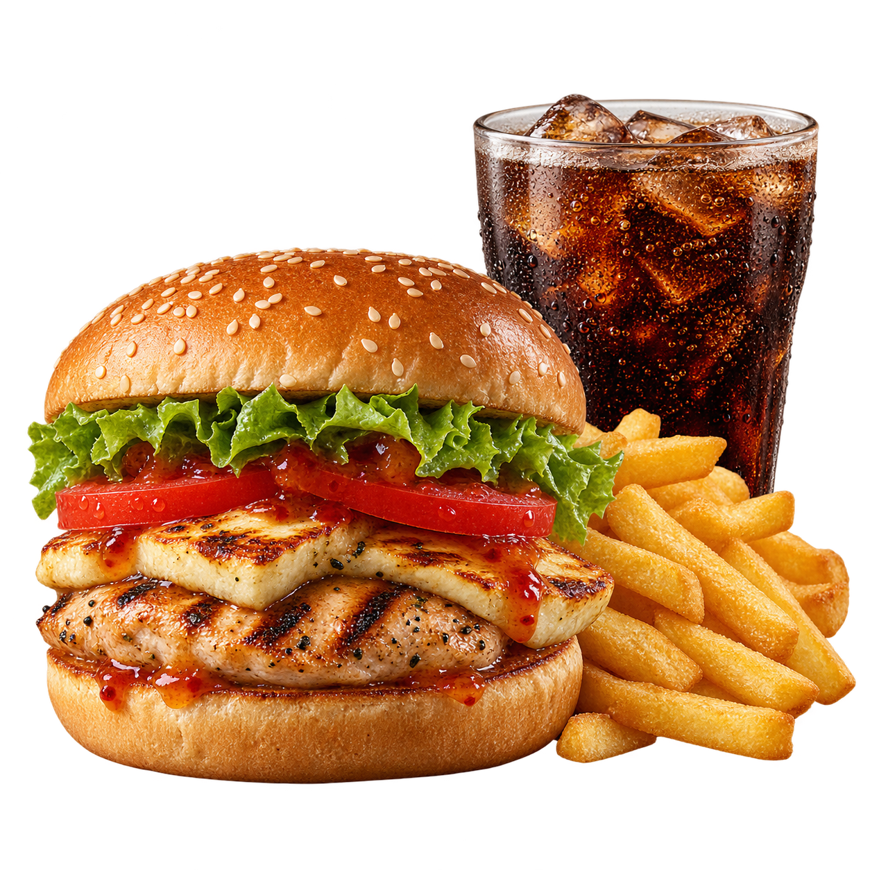 Izgara Tavuk Burger + Cips + Cola 200ml